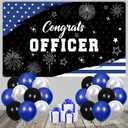 Police Party Decorations Congrats Officer Banner with 14Pcs Latex Balloons Black White and Blue American Flag Police Academy Graduation Party Decor for Law Enforcement Celebrations