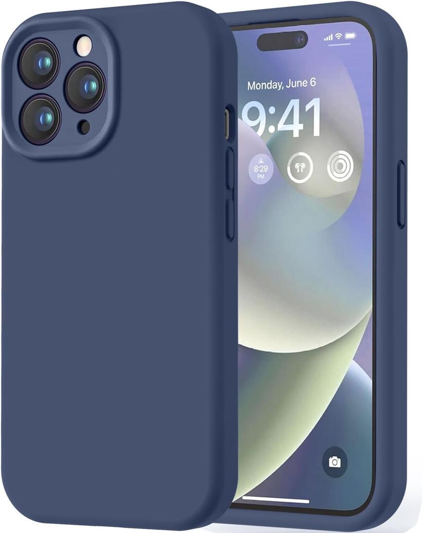 LOVE 3000 Designed for iPhone 14 Pro Case, Premium Silicone with [Soft Anti-Scratch Microfiber Lining] Shockproof Protective Phone Case for Men Women Girls 6.1", Navy Blue