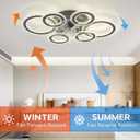 76CM Smart Ceiling Light with Fan DC Motor 6 Gear Reversible Bedroom Ceiling Fan with Lighting LED Dimmable Quiet Modern Living Room Lamp with Fan (Color : Black)