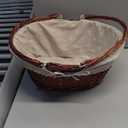 KINJOEK Wicker Woven Basket, Multipurpose Natural Willow Basket with Handle Premium Linen Cotton Cloth Lining for Storage and Decoration, Brown