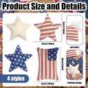 Gemscream 12 Pcs 4th of July Vintage Fabric Hanging Ornaments Patriotic Stuffed Star 250th Anniversary Red Blue White Star American Flag Memorial Day Decorations Independence Day Bowl Filler DIY Craft
