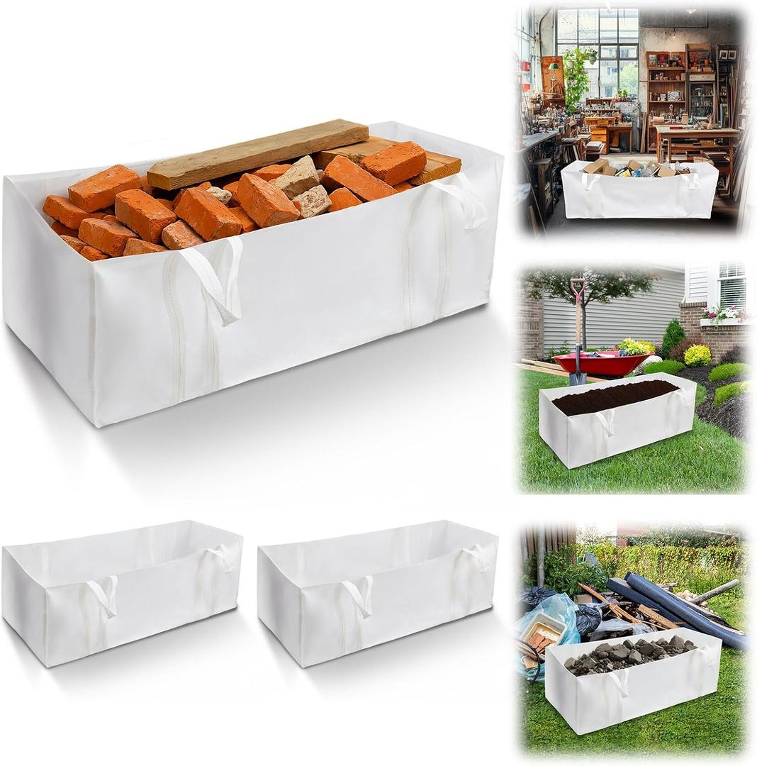 Honoson Dumpster Bag Reusable Yard Waste Bags Foldable Yard Waste Container Trash Bag for Trash Management Multiple Times Use During Renovations Can Hold Up to 3, 500 lbs(3Pcs, 94 Inches)