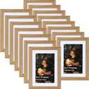 Lyeasw 4x6 Picture Frame Set of 15, Display Pictures 5x7 without Mat or 4x6 with Mat, Natural Wood Color Multi Photo Frames for Wall or Tabletop