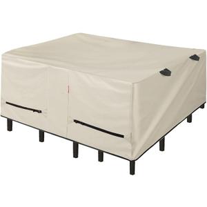 Porch Shield Patio Table Cover - Waterproof Outdoor Dining Table and Chairs Furniture Set Cover Square - 84 x 84 inch, Beige
