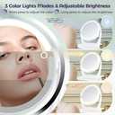 20X/1X Magnifying Mirror with Light, Makeup Mirror with Lights, Double Sided Magnifying Mirror with Magnification, Portable Lighted Desk Mirror with Storage, 3 Color Lights, 360Rotation