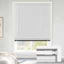 LazBlinds No Tools No Drill Cordless 1" Vinyl Mini Blinds, 100% Blackout Blinds for Indoor Windows, Room Darkening Privacy Window Blinds and Shades for Interior, 34" W x 48" H, White