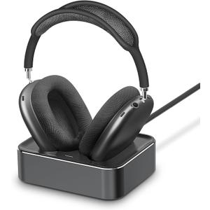 Headphone Charging Station for AirPods Max 2024 & 2020 - Magnetic Headset Charger Dock with Dual Lightning & Type-C Connectors (Space Gray)