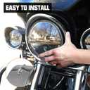 SUNPIE 7" Headlight Visor Trim Ring Motorcycle Headlamp Frenched Rings Decorate Accessories Compatible with Harley Trike Road King Touring Electra Glide Heritage Softail (Silver)