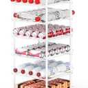 smusei Water Bottle Organizer 7 Tier Free Standing Bottled Water Storage Rack Metal Wire Water Bottle Holder Rack Large Capacity Soda Beverage Drink Stand Shelf for Pantry Kitchen Office, White