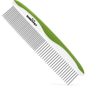 Dog & Cat Comb  Removes Tangles, Knots, and Matted Fur  Grooming Tool with Stainless Steel Teeth and Non-Slip Handle  Best Pet Hair Comb for Home Grooming Kit  Includes eBook Guide