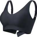 PRETTYWELL Wireless Bras for Women No Underwire Comfort Seamless Smoothing Bra Lift V Neck Padded Full Coverage Everyday Bra, Size M