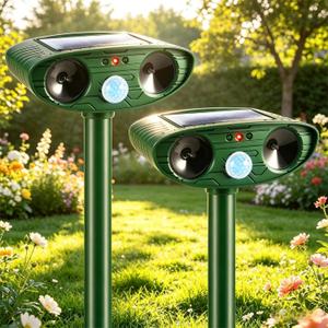 2026 Sonic Fortress Pro Deer Repellent Devices,Sonic Deer Repeller Cat Deterrent Solar Squirrel Rabbit Racoon Repellent Outdoor Ultrasonic Animal Repeller Waterproof with Motion Sensor for Yard