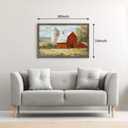 Barn Framed Wall Art Decor: Old Rustic Red Barn Painting Western Farmhouse Wooden Picture Country Silo Landscape Artwork for Bedroom Kitchen Home 36'' x 24''