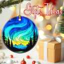 2 x Christmas Ornaments, 2.8 Inch Ceramic Hanging Ornament, Christmas Tree Ornaments, Xmas Decorations, Holiday Decorations, Holiday Party Gifts, and Xmas Gift Ideas - Northern Lights