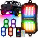 Auxbeam 4 Pods RGB LED Rock Lights Dynamic Color Changing with Brake Mode Wheel Well Lights w/Bluetooth APP+Remote Control Music Voice Sync IP67 Waterproof Underglow Kit for Trucks ATV 