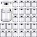 Tioncy 12 Pcs 4oz Empty Cosmetic Container Glass Candles Jars with Rose Gold Lids 100ml Round Small Candle Making Mason Canning Jar for Sample Powder Liquid Camping Travel Storage(Clear)