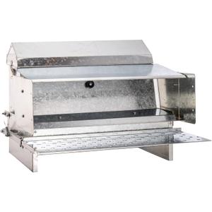 RentACoop Automatic Metal Treadle Feeder - Outdoor Use, Rainproof - Suitable for Chicken, Bantams, Poultry, Pheasants, etc. - 25lb Capacity
