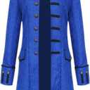 Crubelon Men's Steampunk Vintage Tailcoat Jacket Gothic Victorian Frock Coat Uniform Halloween Costume (Blue, XXXL)