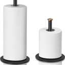 Paper Towel Holder Black,ZMGNND Adjustable Paper Towel Stand for Countertop - New House Essentials,Matte Black Bathroom Paper Towel Holders - Holds 3 Rolls,Kitchen Paper Towel Dispenser for Counter