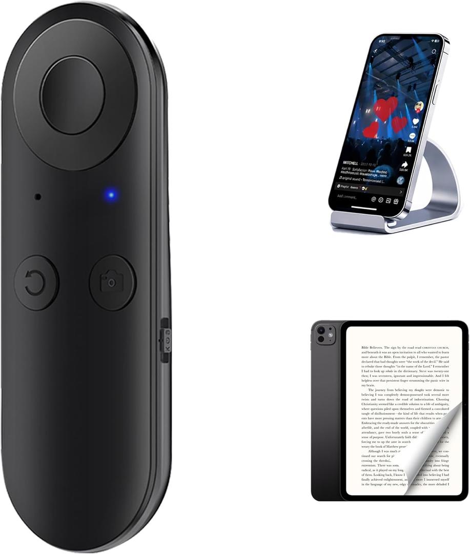 Tankicom TikTok Scrolling Ring with Gesture Control Bluetooth Phone Remote Control with Air Mouse, Ebook Page Turner, YouTube & Instagram Compatible, Camera Shutter, for iOS&Android Compatible, Black