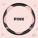 HighnessHwoo Car Steering Wheel Covers for Women Padded Carbon Fiber PU Leather Cute Auto Interior Accessories for Vehicle, Sedan, Universal, Anti Slip, Pink, Standard Size, 14.75-15.15in