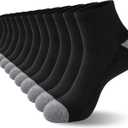 COOVAN 12 Pairs Mens Cushion Ankle Socks Men 12 Pack Low Cut Comfort Breathable Casual Socks 10-13, Black