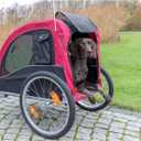 TRIXIE Large Dog Bike Trailer - Foldable Pet Bicycle Trailer for Dogs up to 66lbs Features Quick Fastening Wheels, 2 Doors, Safety Leash & Waterproof Carrier - 64 x 31 x 32.5in - Black/Red
