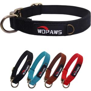Dog Collar Polyester Cotton Webbing with Neoprene Inner Quick Release Bronze-Colored Buckle for Small Dogs (Black, S)