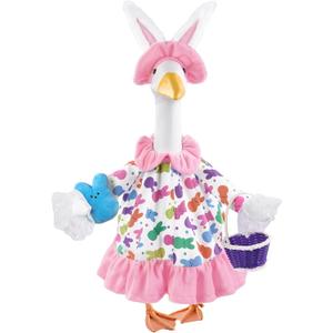 Easter Goose Outfit with Purple Basket for 23" Porch Goose Holiday Bunny Hat Costume Easter Party Outdoor Garden Patio Yard Lawn Art Decoration