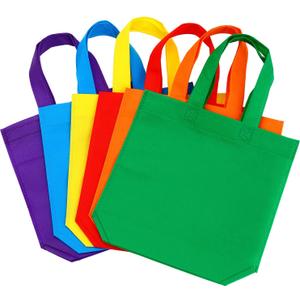 Aneco 24 Pack Party Non-Woven Gift Bags Reusable Tote Bags in Bulk Rainbow Goody Bag with Handles for Birthday Party Supplies (9.5 x 9.5 Inches)