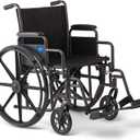 Medline Comfortable Folding Wheelchair with Swing-Back Desk-Length Arms and Swing-Away Footrests, 16" W x 16" D Seat