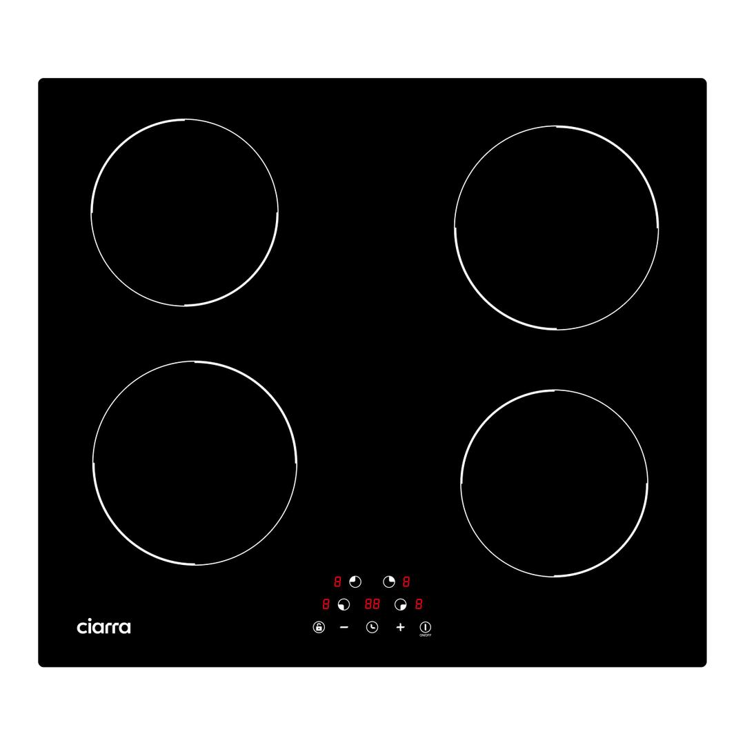 CDV 6000W Built-in Induction Cooktop 4 Burners, 24 Inch Electric Cooktop Touch Control Ceramic Glass Plate 9 Power Levels Fast Heating Child Safety Lock