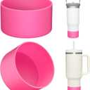 Upgrade 2PCS Protective Silicone Boot Bumper for Stanley Quencher Adventure 40oz 30oz IceFlow 20oz 30oz Tumbler, Water Bottle Bottom Sleeve Cover Accessories for Stanley Mug Cup(Rose)