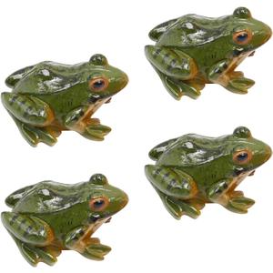 Miniature Frog Figurine, Fish Tank Decoration for Miniature Fairy Garden and Terrarium Statue(4 pcs)