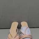 Women's Strappy Square Open Toe Kitten Heels Sandals Knotted Design Summer Fashion Slip On Mule Style (6, Light Pink)