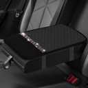 2 x HQRNYP Bling Leather Car Armrest Box Cover, Middle Console Cover, Crystal Rhinestone Center Console Cushion, Anti-Scratch Waterproof Auto Arm Rest Box Protector Accessories for Most Vehicles (Blue)