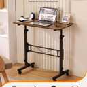 Standing Desk Adjustable Height, Mobile Stand Up Desks with Wheels Small Computer Desks Rolling Desk, Portable Laptop Desks Rustic Standing Table Sit Stand Home Office Desks 16"x31.5" Height 27"-43.5"