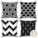 OTOSTAR Pack of 4 Outdoor Waterproof Throw Pillow Covers 18x18 Inch Decorative Outdoor Pillow Covers Garden Modern Black Geometric Cushion Cases for Patio Furniture Couch Ten Bench (Black)