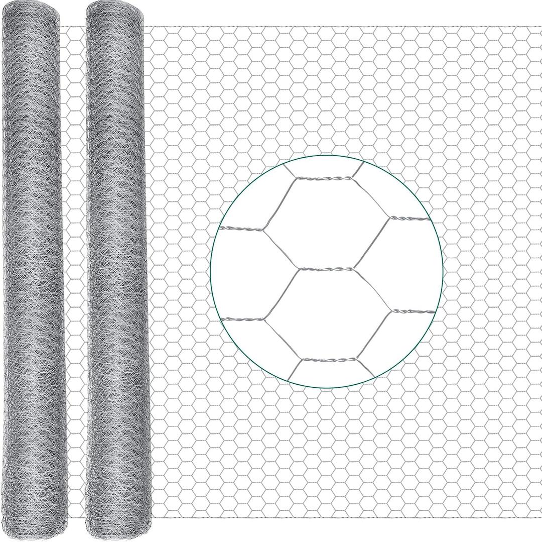 GlikCeil 36 in x 200 ft Chicken Wire Fencing Metal Floral Chicken Wire Mesh for Crafts Poultry Garden, 1 Inch Hexagonal Galvanized Hardware Cloth Netting for Poultry Coop Barrier Rabbit Cage(Silver)