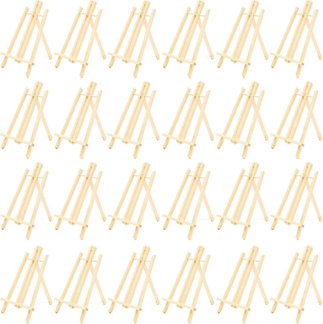 Bright Creations Wooden Mini Easel Stand for Office Desk or Tabletop (9 x 13.5 Inches, 24 Count)
