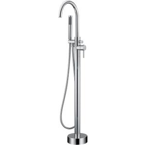 Freestanding Tub Filler Bathtub Faucet Chrome Single Handle Floor Mounted Faucets with Handheld Shower