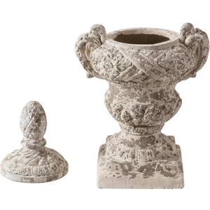 SOFE 28 Inch Tall Large Outdoor Plant Pot, Lidded Garden Planter Urns, Distressed White Planter Pot, Planters for Outdoor Plants, Pedestal Planter, Resin Front Porch Planters