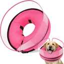BARKLESS Dog Cone, Inflatable Dog Cone After Surgery, Soft Surgery Collar with Enhanced Anti-Licking Guard Shield for Pets, Patented Protective Donut Collar (Hot Pink, L (Neck: 14"-18"))
