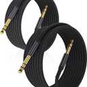 Elebase 1/4 Inch TRS Instrument Cable 10ft 2-Pack,Straight 6.35mm Male Jack Stereo Audio Interconnect Cord,6.35 mm Balanced Line for Electric Guitar,Bass,Keyboard,Mixer,Amplifier,Amp,Speaker,Equalizer (Black)