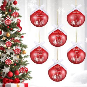 Yuxung 36 Pcs Christmas Employee Appreciation Gifts Bulk Christmas Thank You Ornaments for Coworkers Staff 3.15'' Glitter Balls with Ribbon for Office Work Team Teacher Nurse Volunteer