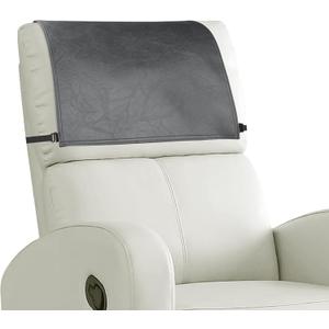 Headrest Cover for Recliner Chair Recliner Headrest Protector Faux Leather Headrest Cover with Elastic Straps Couch Headrest Covers for Furniture Sofa Protector 17 x 27In(Dark Grey)