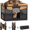 LOOBANI Foldable Dog Playpen for Small Dogs- Indoor/Outdoor Puppy Playpen with Removable Washable Fabric Enclosure, Sturdy Steel Frame & 690D Oxford Cloth,Portable Crate for Puppies & Cats,32"x24"x22" (Medium, Black-Brown)