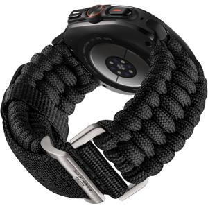 Bandletic Rugged Paracord Compatible with Samsung Galaxy Watch Ultra Bands 47mm (2025/2024) for Men, Handmade Woven Braided Tactical Military Survival Nylon Strap, Large, Titanium Buckle-Black