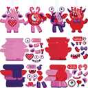Sumind 24 Sets Valentine's Day Craft Kits for Kids DIY Ornament Valentine Class Game Activities Paper Craft Hanging Ornament for Valentines Day Decorations