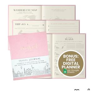 Inspired Ink Travel Journal for Women and Men Travel Bucket List Journal 210 Pages Traveler Adventure Notebook – Itinerary Planner Organizer & Traveling Memory Diary Memorial Gift for Travelers  Pink